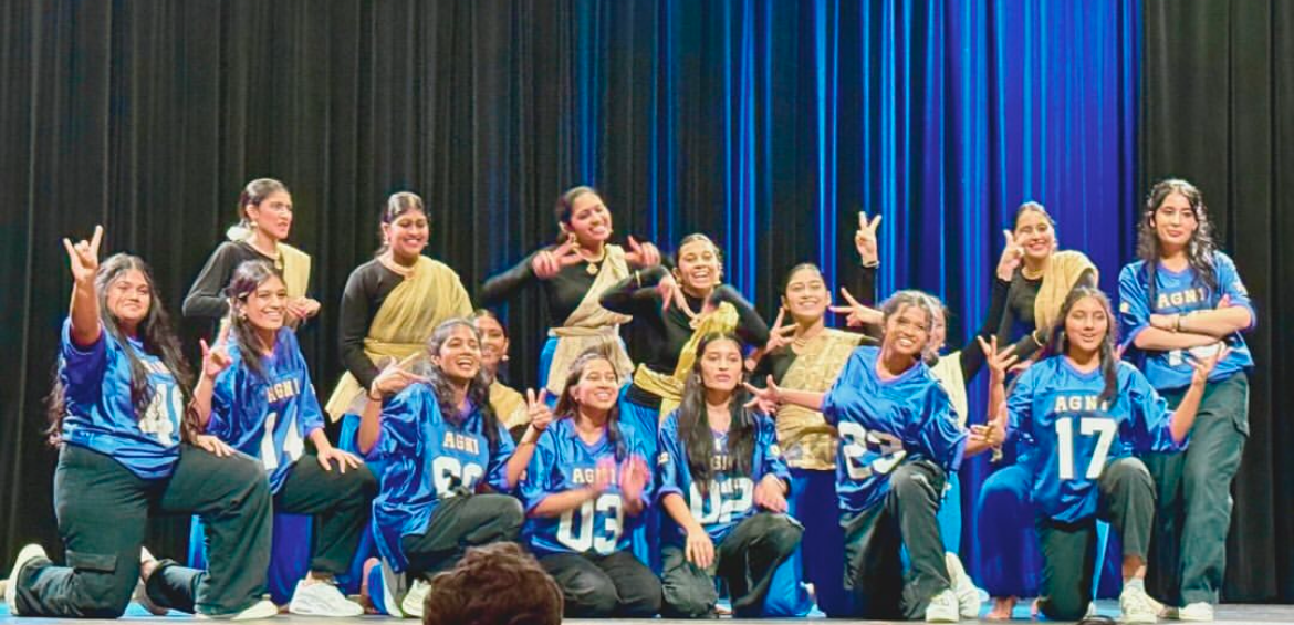 The Lambert Indian Classical Dance Club and Agni after their combined performance at the talent show. (Agni/Mishti Shah)