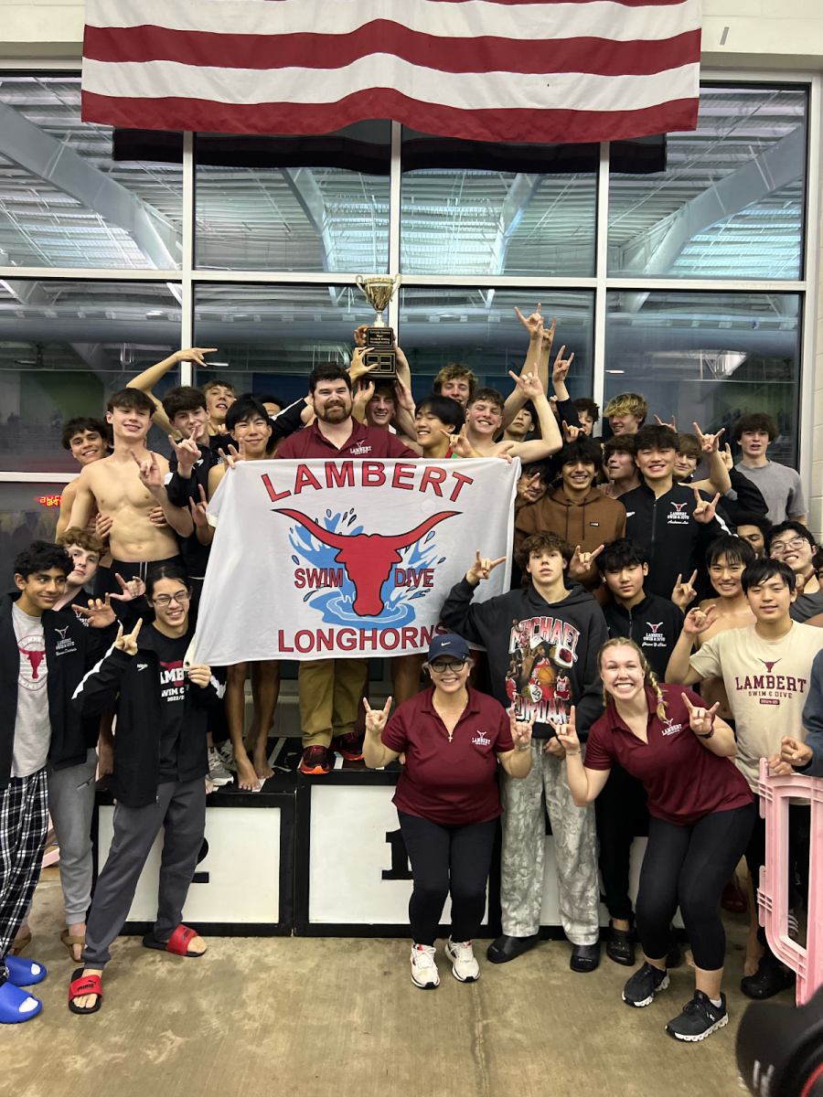 Lambert Boys Swim and Dive after winning their county championship on January 25, 2025. (Lambert Swim and Dive)