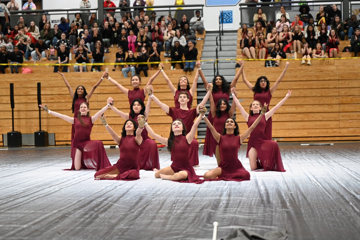 The Lambert Winter Guard in their finishing pose at the end of their performance. (Lexi Hanson)