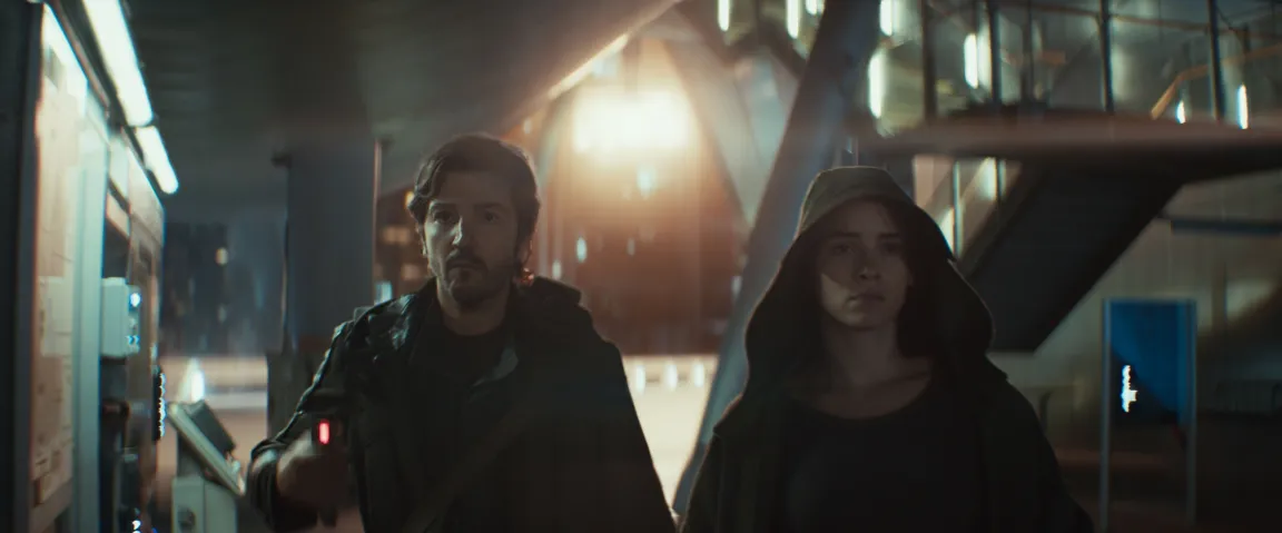 Diego Luna (Cassian Andor) and Adria Arjona (Bix Caleen) in the “Andor” season two trailer (Star Wars Youtube)