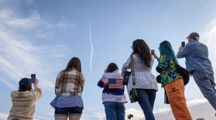 A picture of people watching the New Shepard - 31 launch (Courtesy of Jenn Li).