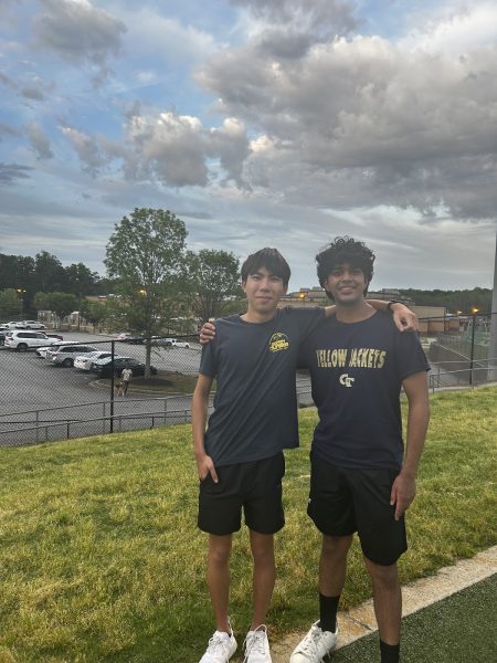 Josh Mui and Sudarshan Prasanna at Senior Sunset (Mira Thakkar/The Lambert Post)