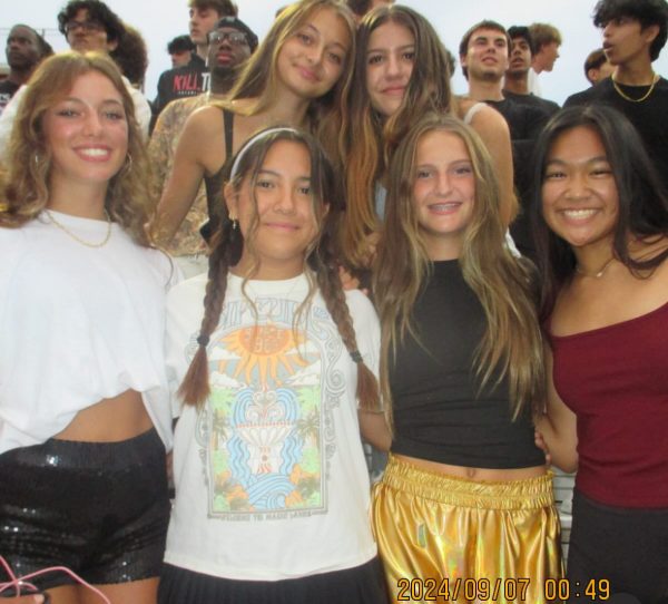 Gabby Ortlep and her friends at the football game and having fun with the themes (Photo: Gabby Ortlep).

