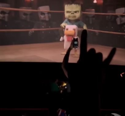 Viewers stand up and cheer during a screening of “A Minecraft Movie.” (Shivangi Panda)