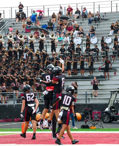 Bryce Flynt celebrating Matthew Franatovich’s touchdown at The Horn (@pc_flicks).

