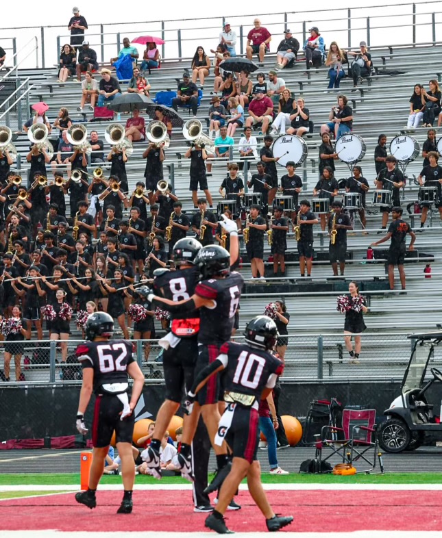 Bryce Flynt celebrating Matthew Franatovich’s touchdown at The Horn (@pc_flicks).