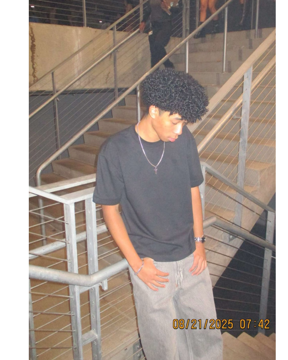 This image shows Cameron Vang outside of the Mercedes Benz Stadium before an Atlanta Falcons game (Cameron Vang).