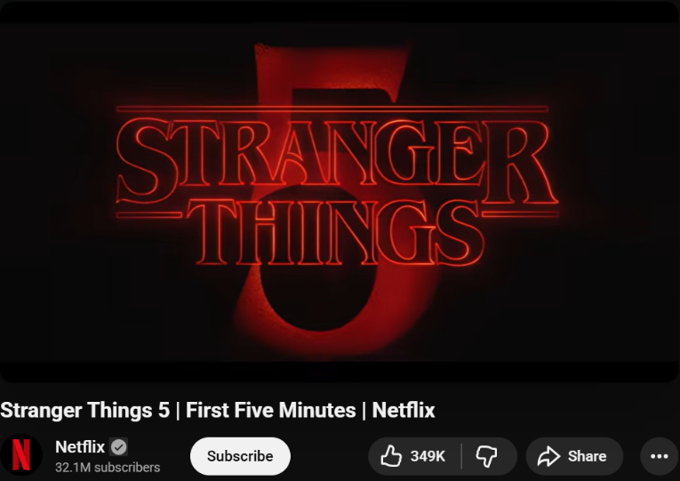 Stranger Things 5 Teaser on Youtube (Netflix).
