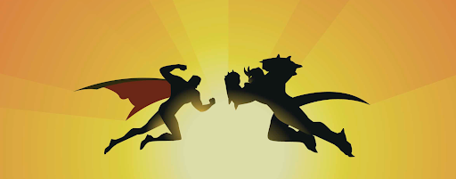 A classic representation of a hero fighting a villain (Freepik/Lambert Post).
