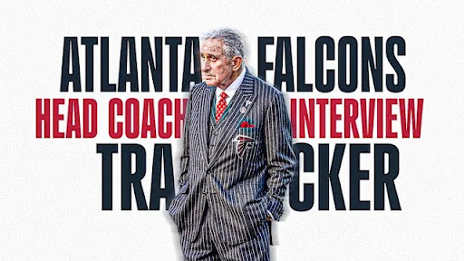 Falcons’ owner Arthur Blank standing besides Falcons’ head coach tracker text (royaltyfreepics) 