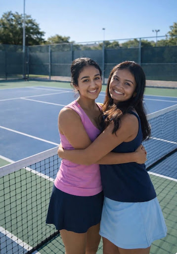 Manasi and Manavi Bedi posing on the court (Manavi Bedi).