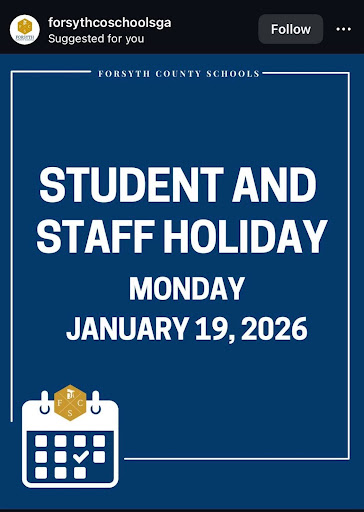 Instagram post from Forsyth County Schools indicating an online learning day (Forsyth County Schools).