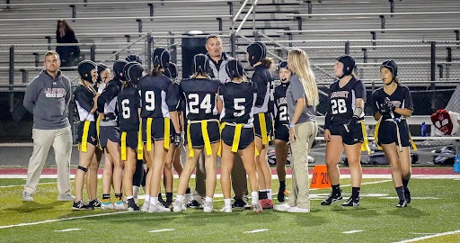 Brian Daughtery coaching Lambert Flag Football in 2021 (Lambert Flag Football).